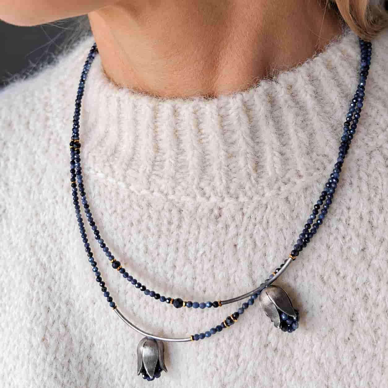 CHOKER TULIPANY Z SZAFIRAMI